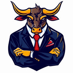Male businessman bull in a suit esport vector logotype, logo, icon, sticker, symbol, emblem