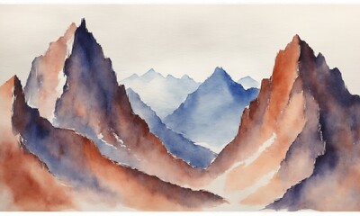 Abstract watercolor painting of mountains. Digital art painting on canvas.