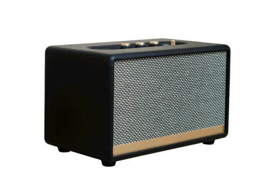 Acoustic music speaker in retro style, isolated on a white background. Vintage sound column in an old design