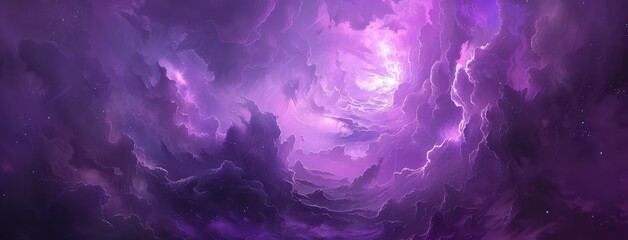 Obraz na płótnie Canvas Mystical Purple Clouds Swirling in Fantasy Sky