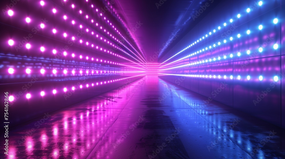 Poster 3d abstract modern technology background with neon and glow backlights.