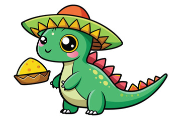 super-cute-dinosaur-with-sombrero-eating-taco.eps