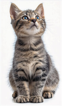 American Shorthair cat can be centered on a white background. Image reviewed by -AI