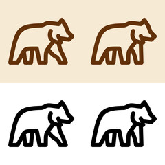bear simple line icon logo set vector design, modern logo pictogram design of brown bear