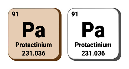 Pa, Protactinium element vector icon, periodic table element. Vector illustration EPS 10 File. Isolated on white background.