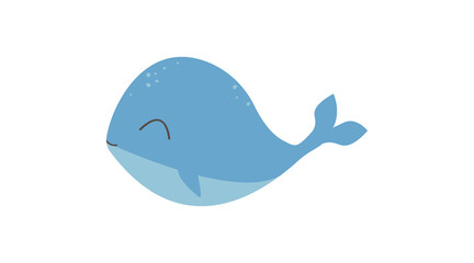 Cute whale in kawaii style. Marine mammal, fish, ocean, fauna, underwater world. Vector illustration eps 10.