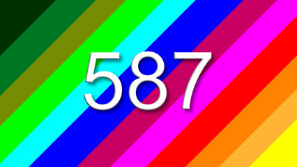 587 colorful rainbow background year number
