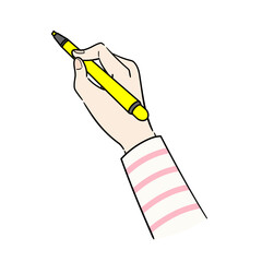 蛍光ペンを持つ女性の手のイラスト