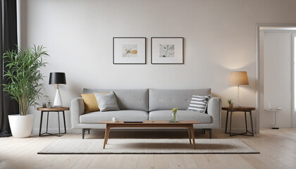 room interior mock up room house beautiful background sofa with blank copy space poster artwork hanging in the backdrop wall home design decoration