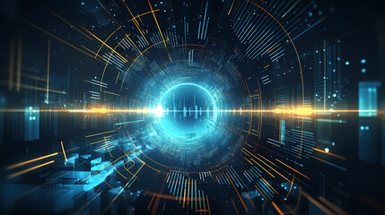 Obraz premium Sci-fi futuristic futuristic sci-fi tunnel, neon tunnel background