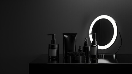 Minimalist Elegant Skincare Beauty Setup Monochrome Aesthetic