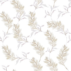 Watercolor seamless pattern with leaves. - 754166624