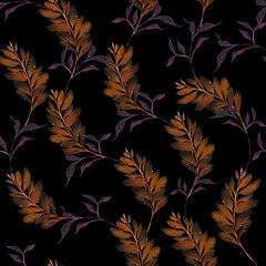 Watercolor seamless pattern with leaves. - 754166674