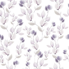 Watercolor seamless pattern with leaves.