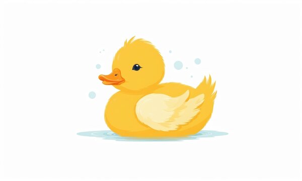 Cute yellow duckling isolated on a white background. Simple flat illustration.