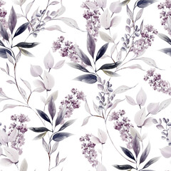 Watercolor seamless pattern with leaves. - 754166869