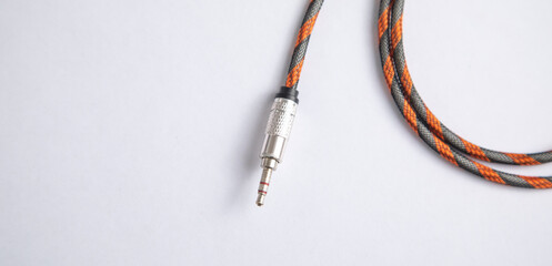 Audio cable on the white background.