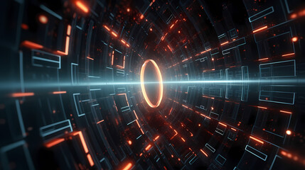 Fototapeta na wymiar Sci-fi futuristic futuristic sci-fi tunnel, neon tunnel background