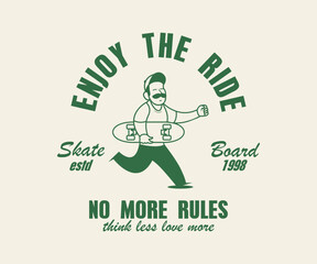  Vintage illustration of skateboard vector t shirt design, vector graphic, typographic poster or tshirts street wear and Urban style © Therintproject