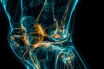 MRI image capturing the intricate network of ligaments within the knee, including the anterior and posterior cruciate ligaments. - obrazy, fototapety, plakaty