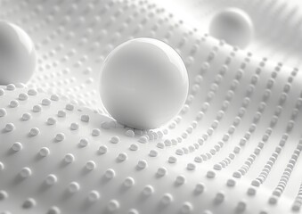 white background with bubbles and balls and geometric pattern