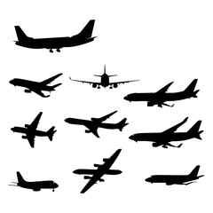 flat design airplane silhouette collection