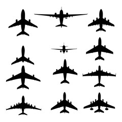 flat design airplane silhouette collection