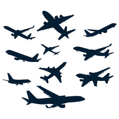flat design airplane silhouette collection