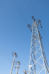 power lines and the utility power poles that carry them