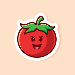 vector cute cartoon of single tomato character isolated