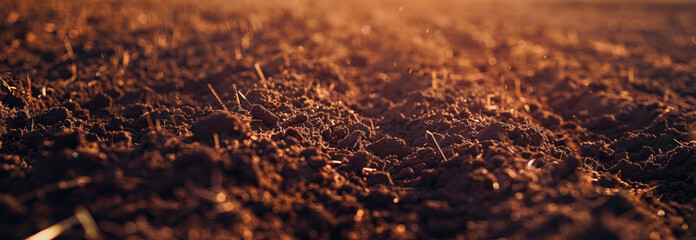 Plowed earth, soil. Agricultural field. Banner slider horizontal template. - 754174252
