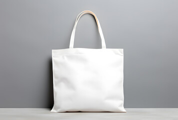 White pure cotton tote bag shopper design mockup isolated on white background - obrazy, fototapety, plakaty