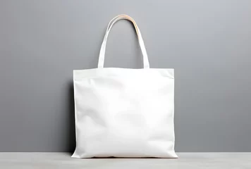 Fotobehang White pure cotton tote bag shopper design mockup isolated on white background © Oksana