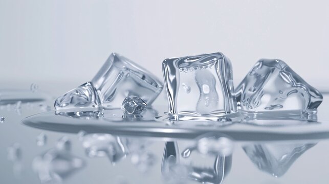 ice cubes and water on a surface