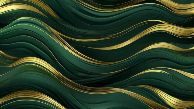 abstract green gold background with waves