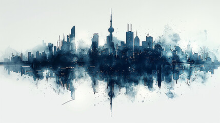 abstract city skyline - obrazy, fototapety, plakaty