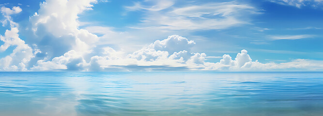 tropical beach panorama, seascape with a wide horizon, showcasing the beautiful expanse of the sky meeting the sea