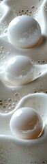 white background with bubbles and balls and geometric pattern