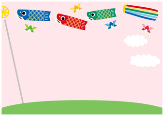 鯉のぼりのこどもの日フレーム背景9桜色