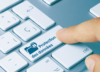 Protection des données - Inscription sur la touche du clavier bleu.