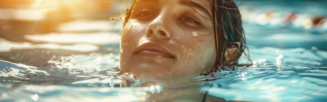 Woman Swimming in Water