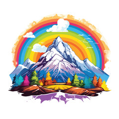 A rainbow over a mountain vector illustration
