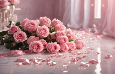 Pink roses on the floor