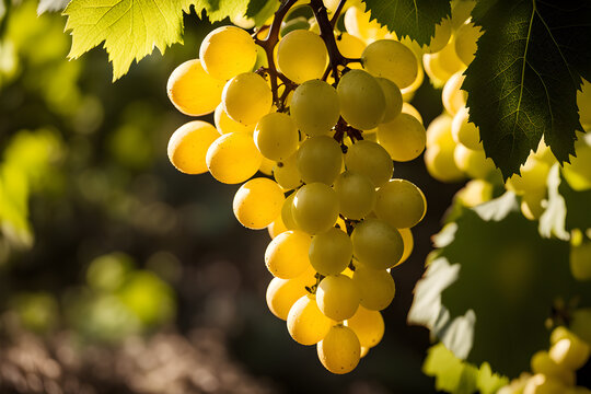 harvest bunches of white grapes in the garden