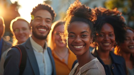 Fototapeta premium Group of happy multiethnic businessmen and women
