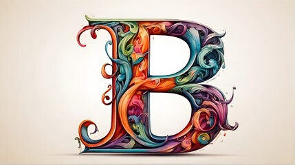 A Tattooed Letter B in a Spectrum of Colors on a Clean Canvas