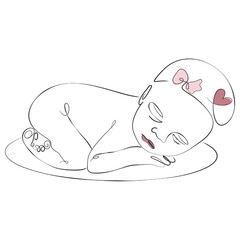 sleeping baby lineart with little colors