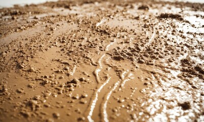 Fototapeta na wymiar Close-up of mud after rains.