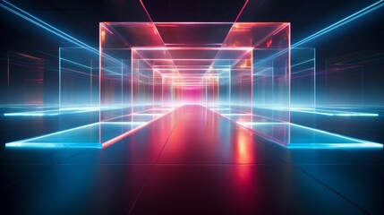Fototapeta premium Laser lights, holographic displays, and sleek metallic structures 