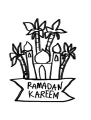 illustration of Ramadan celebration in doodles or sketch